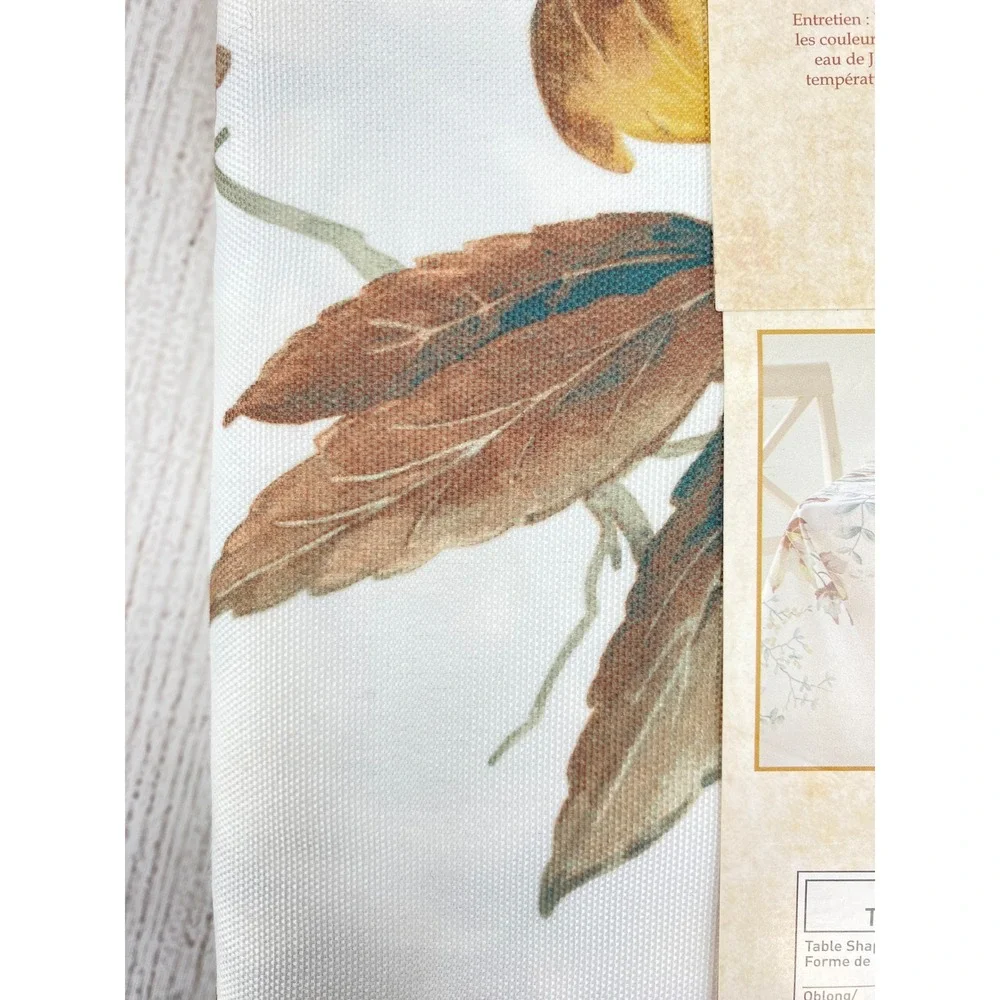 Benson Mills Fall Blossoms Tablecloth 60x84 Floral Spillproof Leaves Autumn